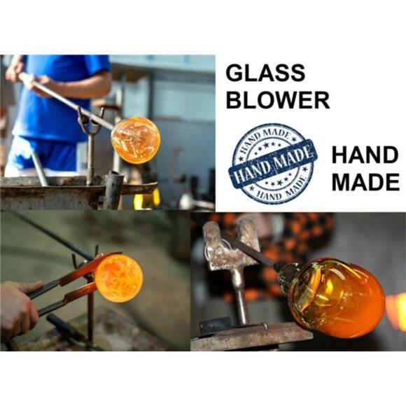 Hummingbird Feeder for Outdoors Patio Large 32 Ounces Colorful Hand Blown Glass - Picture 5 of 8